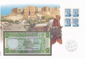 Szíria 1988. 5Ł borítékban, alkalmi bélyeggel és bélyegzéssel T:I  Syria 1988. 5 Pounds in envelope with stamps and cancellations C:UNC