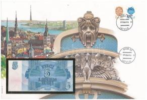 Lettország 1992. 5R felbélyegzett borítékban, bélyegzéssel T:I  Latvia 1992. 5 Rublis in envelope with stamp and cancellation C:UNC
