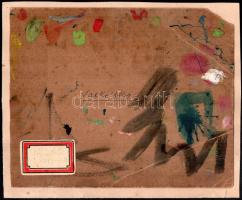 Gyenes Gitta (1888-1960) festőművész autográf aláírása és datálása vázlatkönyvének fedlapján lévő címkén, papírra kasírozva