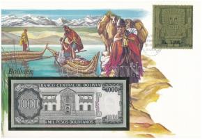 Bolívia 1982. 1000P felbélyegzett borítékban, bélyegzéssel T:I Bolivia 1982. 1000 Pesos in envelope with stamp and cancellation C:UNC