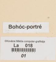 Kovácsi Miklós (?-): Bohóc. Computer grafika, papír. Jelzés nélkül. Paszpartuban, hátoldalán címkén ...