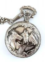 Modern fém tokos vadész témájű zsebóra kvarc zsebóra, lánccal d:45 mm