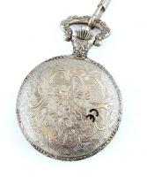 Modern fém tokos vadész témájű zsebóra kvarc zsebóra, lánccal d:45 mm