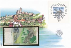 Szlovákia 1997. 20K felbélyegzett borítékban, bélyegzéssel T:I  Slovakia 1997. 20 Korun in envelope with stamp and cancellation C:UNC