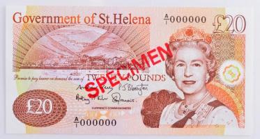 Szent Ilona 2012. 20P "A/I 000000 Specimen" mintanyomat felülnyomással T:I Saint Helena 2012. 20 Pound "A/I 000000 Specimen" overprinted specimen banknote C:UNC Krause P#13bs