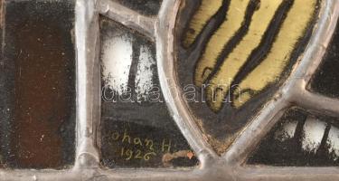 Johan Hugó (1891-1956), színes ólomüveg, jelezve jobbra lent: Johann Hugo 1926. Korának megfelelő ál...