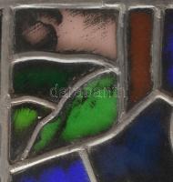 Johan Hugó (1891-1956), színes ólomüveg, jelezve jobbra lent: Johann Hugo 1926. Korának megfelelő ál...