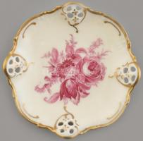 Rosenthal porcelán mokkás csésze és virágos tálka, 2 db, részben kézzel festett, jelzett, kis kopásn...