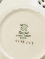 Rosenthal porcelán mokkás csésze és virágos tálka, 2 db, részben kézzel festett, jelzett, kis kopásn...