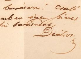 1851 Deák Ferenc (1803-1876) államférfi, miniszter autográf levele Kehidai birtokáról Bécsbe. A címz...