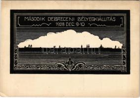 1928 Debrecen, Második Debreceni Bélyegkiállítás reklámja. fametszet s: G. Szabó Kálmán (EK)