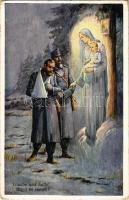 1915 Glaube und hoffe! / Higyj és remélj! / WWI Austro-Hungarian K.u.K. military art postcard, injured soldiers praying. B.K.W.I. 259-50. (EK)