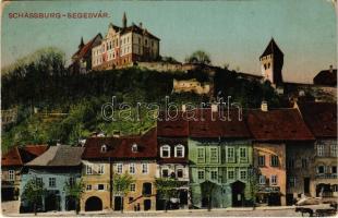 1911 Segesvár, Schässburg, Sighisoara; látkép, Linger üzlete. H. Zeidner kiadása / general view, shops (EK)