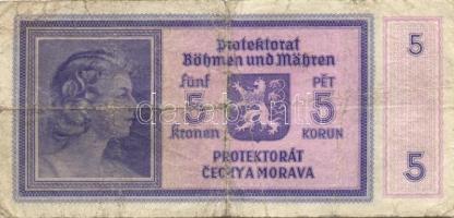 Német 3. Birodalom/Cseh-Morva Protektorátus/német megszállás 1940-42. 1K T:II+, 5K T:III, 10K T:II