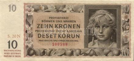 Német 3. Birodalom/Cseh-Morva Protektorátus/német megszállás 1940-42. 1K T:II+, 5K T:III, 10K T:II