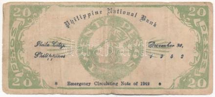 Fülöp-szigetek 1942. 20P "967096" T:III kis anyaghiány, szakadások, folt
Philippines 1942...
