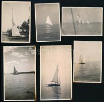 cca 1930 Balatonfüredi vitorláshajók 6 db vintage fotó 9x12 cm-g