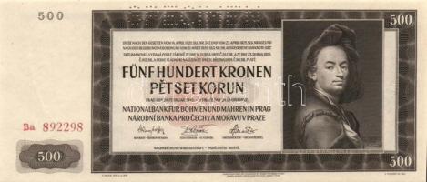 Német 3. Birodalom/Cseh-Morva Protektorátus/német megszállás 1942. 500K "Specimen" lyukasztással T:I