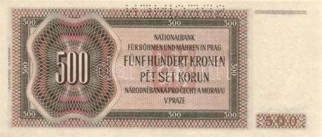 Német 3. Birodalom/Cseh-Morva Protektorátus/német megszállás 1942. 500K "Specimen" lyukasz...