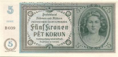 Német 3. Birodalom/Cseh-Morva Protektorátus/német megszállás DN(1940) 5K "Specimen" lyukas...