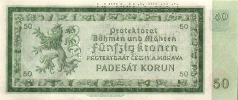 Német 3. Birodalom/Cseh-Morva Protektorátus/német megszállás 1940. 50K "Specimen" lyukaszt...