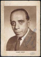 1963 Szabó Ernő (1900-1966) színész autográf aláírása őt ábrázoló nyomtatványon (József Attila Színház reklámja), kissé viseltes, 14x10 cm