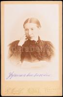 Johanna Ambrosius, (1854-1939) német költőnő aláírt kabinetfotója, hátoldalt feliratozva 11x17 cm / German poets autograph signed photo