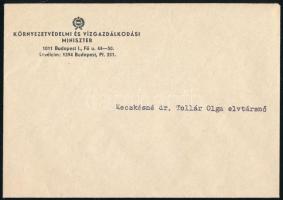 1988 Bp., Bős-Nagymarosi Vízlépcsőrendszer építésével kapcsolatos munkáért küldött köszönőlevél