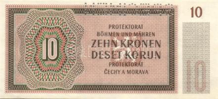 Német 3. Birodalom/Cseh-Morva Protektorátus/német megszállás 1942. 10K "Specimen" lyukaszt...