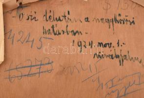 Királyfalvy (Kraft) Károly (1879 - 1964): Őszi délután a nagykőrösi határban. 1924. november 1. Olaj...