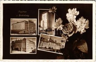 Pozsony, Pressburg, Bratislava; mozaiklap / multi-view postcard