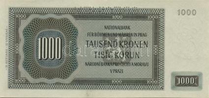 Német 3. Birodalom/Cseh-Morva Protektorátus/német megszállás 1942. 1000K "Specimen" lyukas...