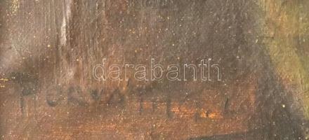 Horváth G. Andor (1876-1966): Borozó muzsikus. Olaj, vászon. Jelzett. Kopott, fakeretben, restaurált...