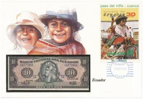 Ecuador 1986. 10S felbélyegzett borítékban, bélyegzéssel T:I  Ecuador 1986. 10 Sucres in envelope with stamp and cancellation C:UNC