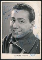1960 Georges Belletti zenész, énekes autográf aláírása őt ábrázoló fotón, kis sérülésekkel, törésnyomokkal, 15x10,5 cm