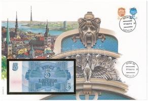 Lettország 1992. 5R felbélyegzett borítékban, bélyegzéssel T:I Latvia 1992. 5 Rublis in envelope with stamp and cancellation C:UNC