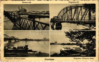 1940 Komárom, Komárno; Kisduna híd, Nagyduna híd, Trianoni határ / Danube bridges, Trianon border (EK)