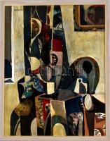 Szentgyörgyi Kornél (1916-2006): Szobasarok. Olaj, farost, jelzett, hátoldalán Képcsarnok Vállalat címkéje. Fa keretben, 90×70 cm