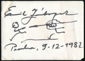 1982 Emil Zátopek (1922-2000) többszörös olimpiai és Európa-bajnok cseh atléta, hosszútávfutó autogr...