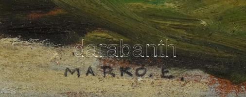 Markó Ernő (1868-1945): Tabáni részlet. Olaj, karton, jelzett. Dekoratív, kissé sérült fa keretben, ...