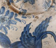 Guerrieri Murano 1937: Boroskancsó hattyú motívummal. Kézzel festett kerámia, jelzett, koszos, kopás...