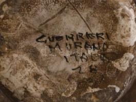 Guerrieri Murano 1937: Boroskancsó hattyú motívummal. Kézzel festett kerámia, jelzett, koszos, kopás...