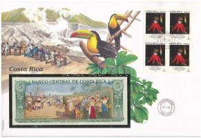 Costa Rica 1990. 5C felbélyegzett borítékban, bélyegzéssel T:I Costa Rica 1990. 5 Colones in envelope with stamp and cancellation C:UNC