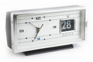 Kínai dátumos ébresztős asztali óra, szép esztétikai állapotban, 11×20 cm
