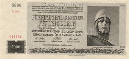 Német 3. Birodalom/Cseh-Morva Protektorátus/német megszállás 1944. 5000K "Specimen" lyukasztással T:I