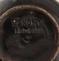 Vékony Sándor (1913-2000): 4 személyes teás szett. Színes mázakkal festett népi cserép. Kopásokkal, ...