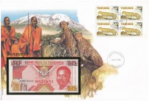 Tanzánia 1993. 50Sh felbélyegzett borítékban, bélyegzéssel T:I Tanzania 1993. 50 Shilingi in envelope with stamp and cancellation C:UNC