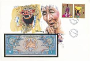 Bhutan 1N ~1981. felbélyegzett borítékban, bélyegzéssel T:I Bhutan ~1981. 1 Ngultrum in envelope with stamp and cancellation C:UNC