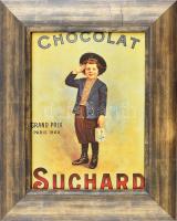 Suchard chocolat, régi reklám modern reprintje. Papír teteje kissé sérült. Dekoratív, üvegezett fa keretben, 32x24 cm
