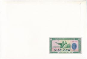 Albánia 1976. 1L felbélyegzett borítékban, bélyegzéssel T:I Albania 1976. 1 Lek in envelope with sta...